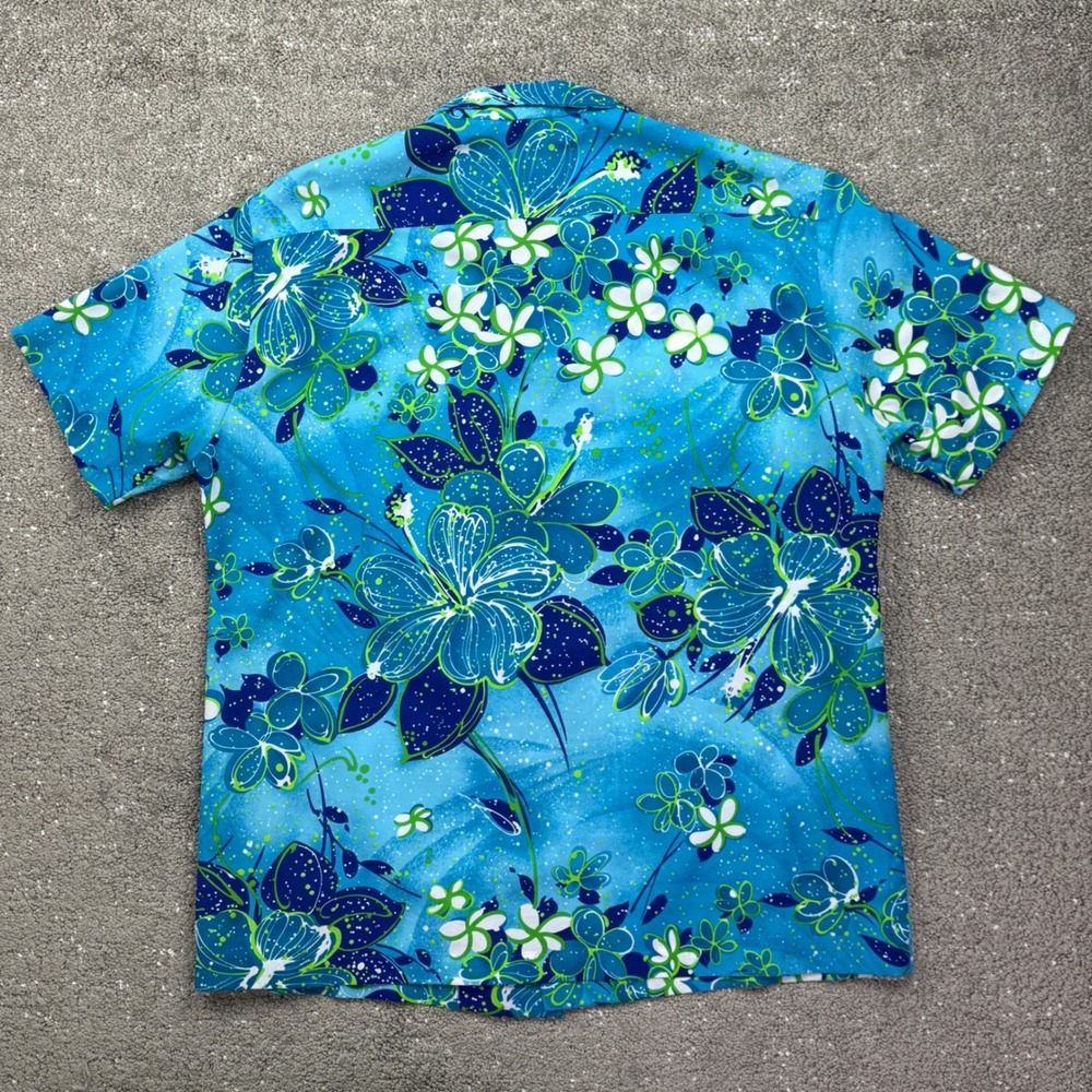 Vintage 70s GVH HawaiiPrint Hawaiian Aloha Shirt Made Hawaii Mens L Tropical - Picture 3 of 8